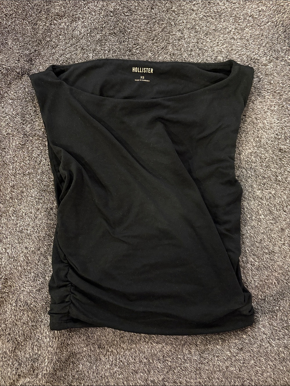 Hollister Black Boatneck Tank with Ruched Sides
